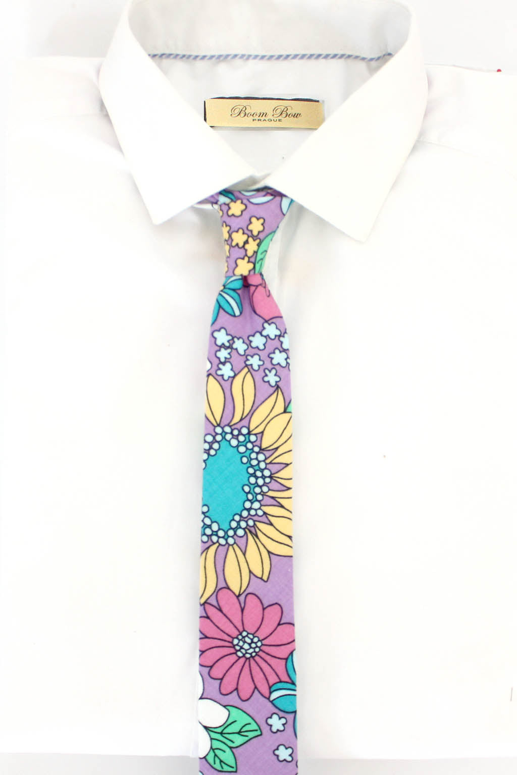 Pink Teal Purple Floral Necktie