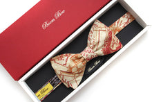Load image into Gallery viewer, Red Brown Map Print Self-Tie Bow Tie
