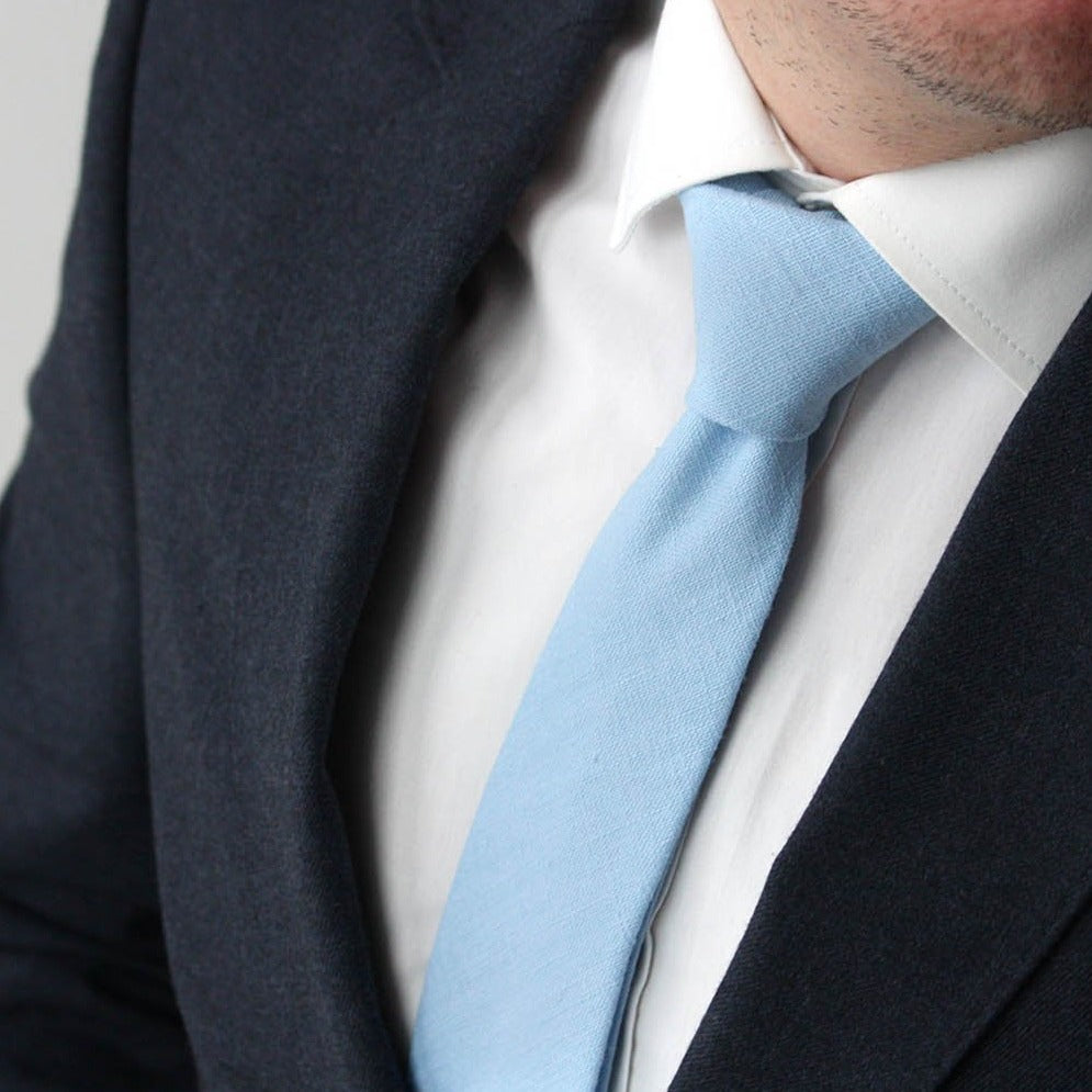 Dusty Blue Linen Necktie