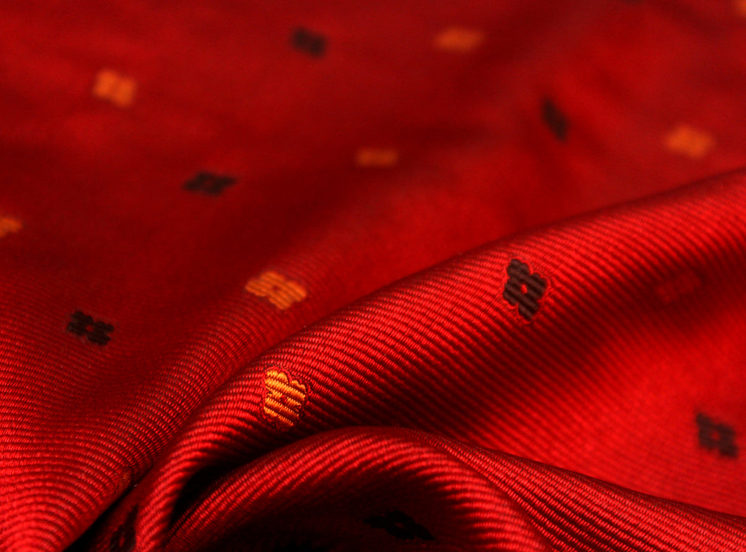 Red Ornament Silk Fabric