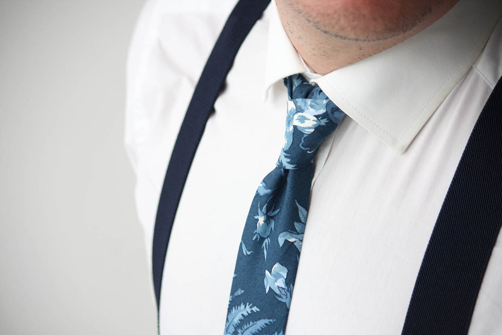Dusty Blue Floral Necktie