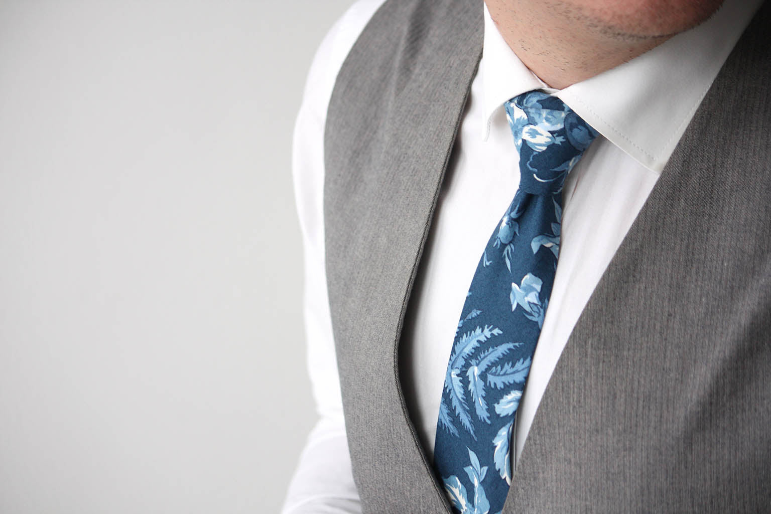 Dusty Blue Floral Necktie