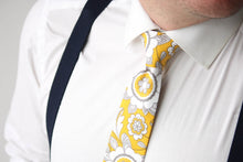 Load image into Gallery viewer, Yellow White Grey Floral Necktie
