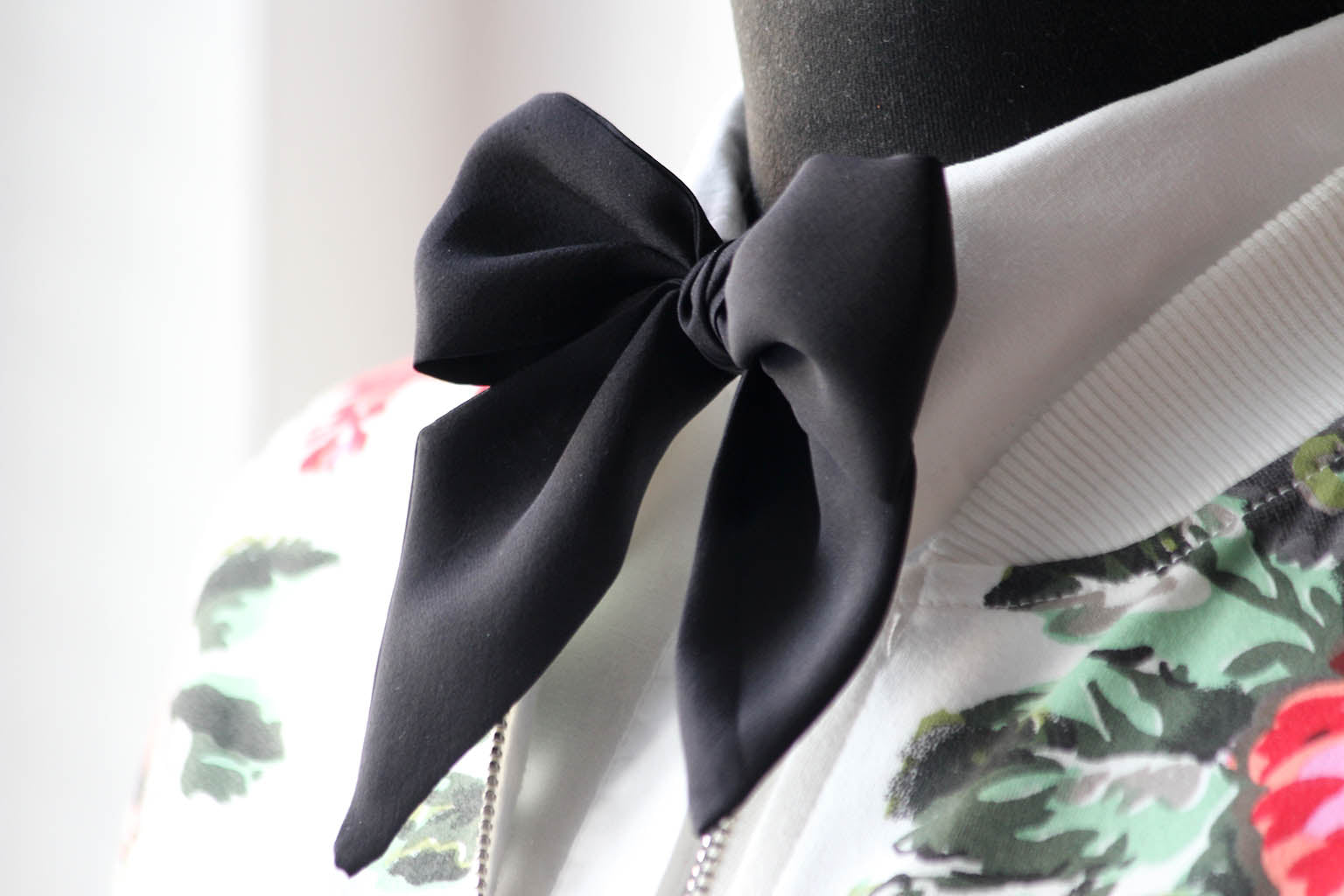 Black Solid Silk Skinny Scarf