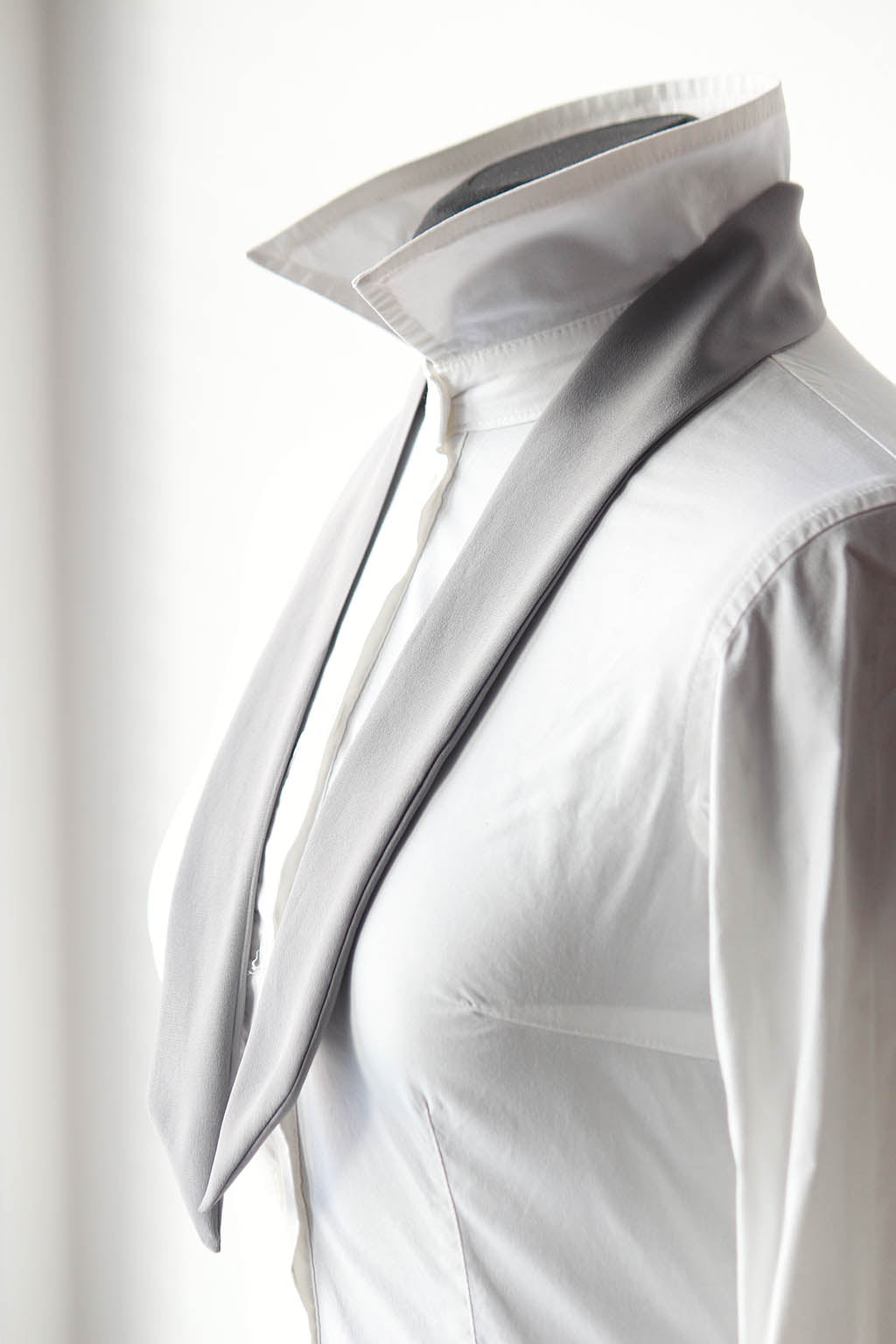 Grey Solid Silk Skinny Scarf
