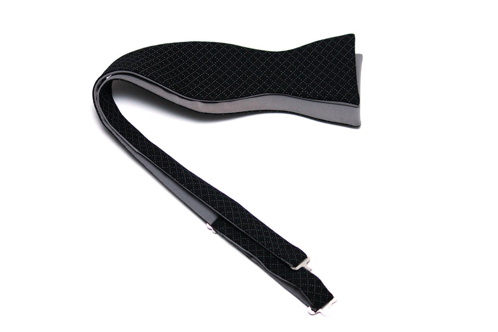 Grey Black Reversible Self-Tie Bow Tie