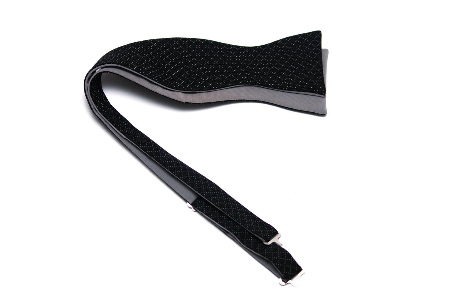 Grey Black Reversible Self-Tie Bow Tie