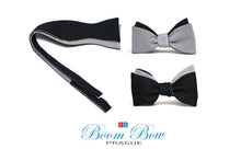 Load image into Gallery viewer, Grey Black Reversible Self-Tie Bow Tie
