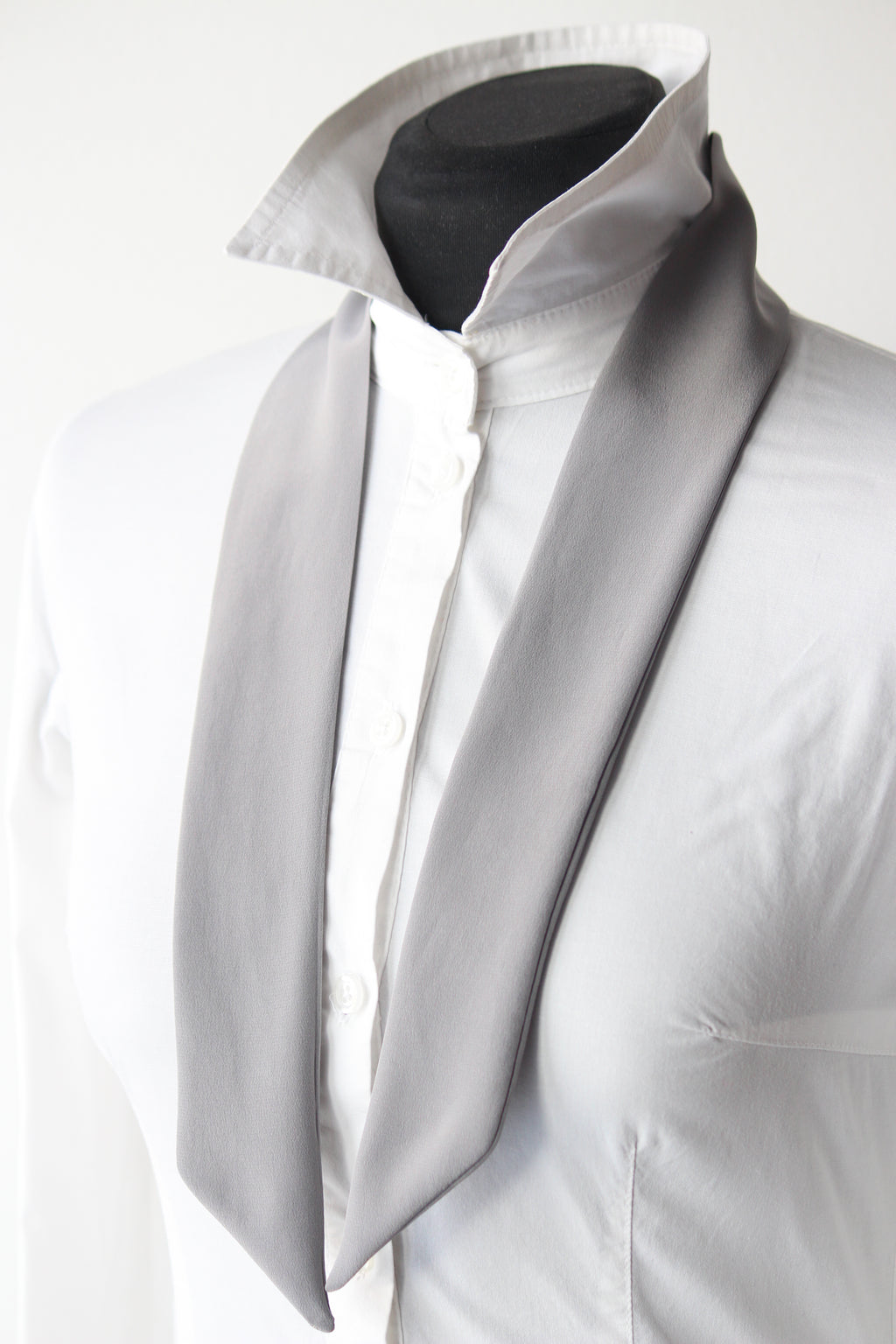 Grey Solid Silk Skinny Scarf