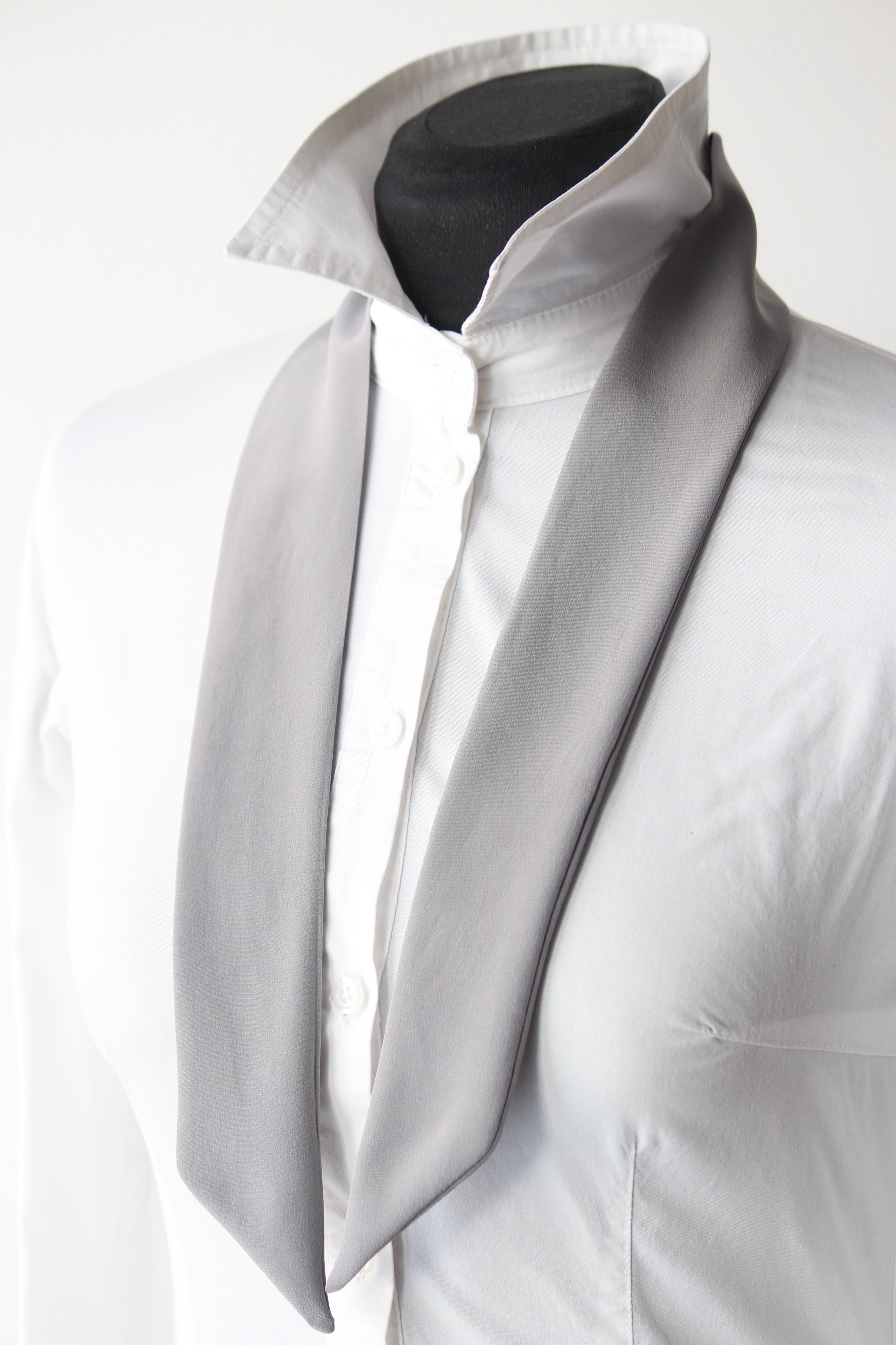 Grey Solid Silk Skinny Scarf