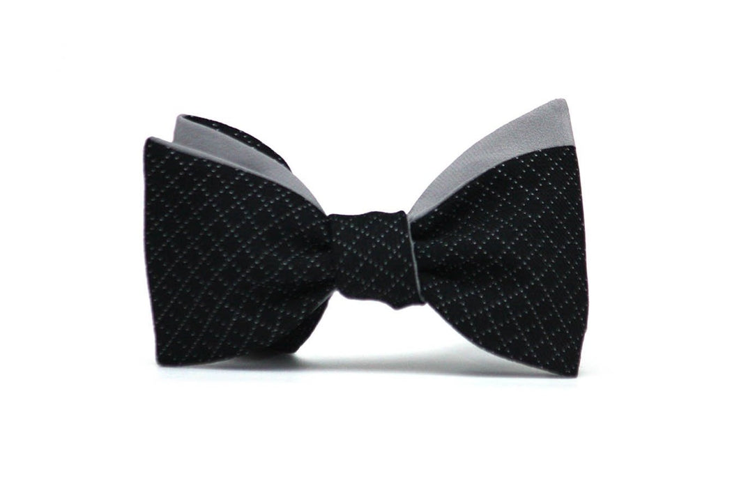 Grey Black Reversible Self-Tie Bow Tie