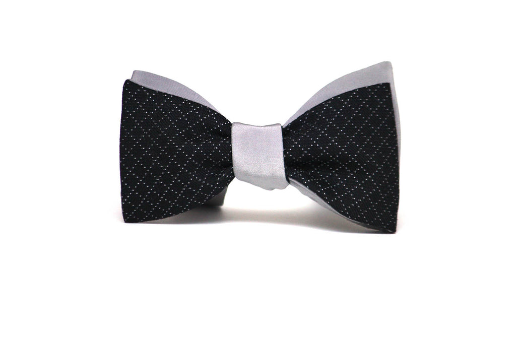 Grey Black Reversible Self-Tie Bow Tie