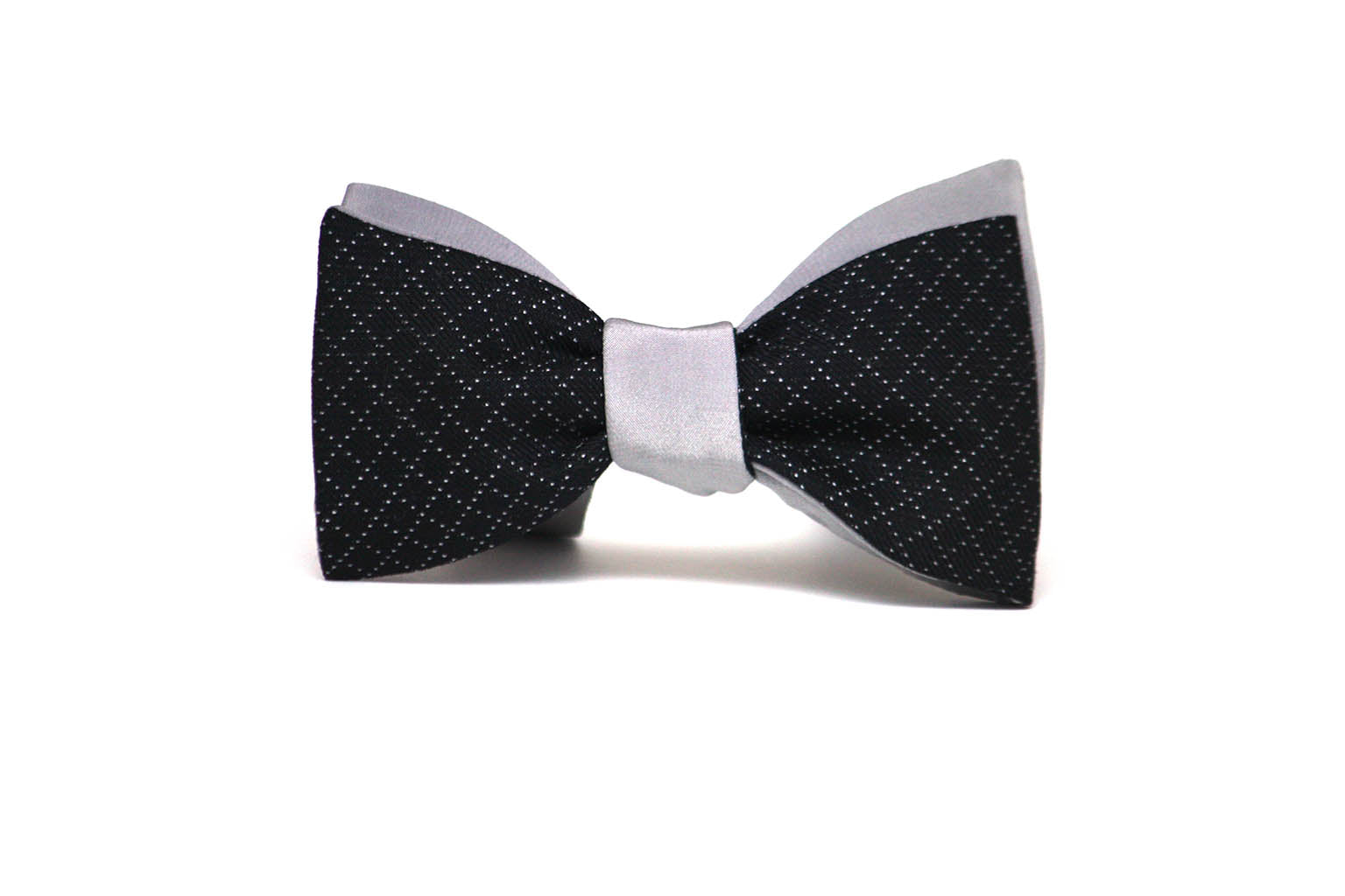 Grey Black Reversible Self-Tie Bow Tie