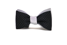 Load image into Gallery viewer, Grey Black Reversible Self-Tie Bow Tie

