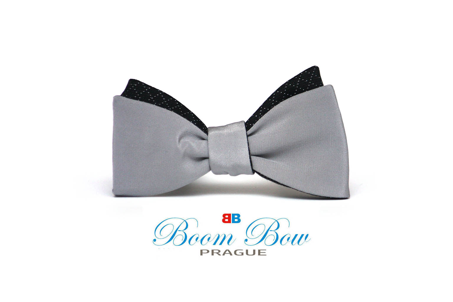 Grey Black Reversible Self-Tie Bow Tie