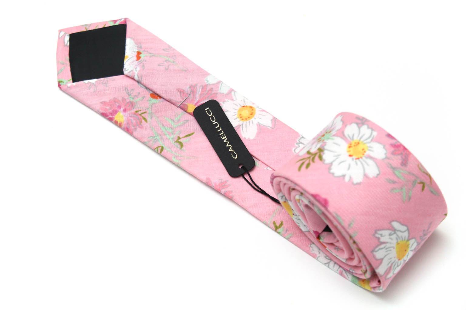 White Pink Floral Necktie 2.36"