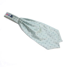 Load image into Gallery viewer, Dusty Mint Blue Polka Dot Silk Ascot
