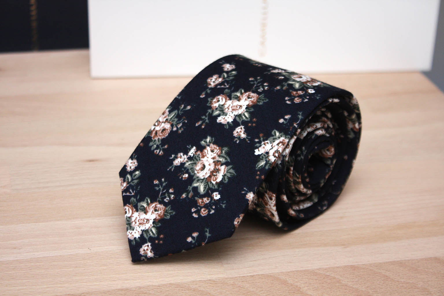 Navy Floral Necktie