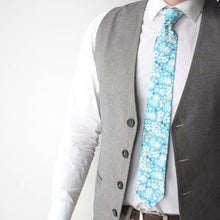 Load image into Gallery viewer, White Beige Teal Floral Necktie
