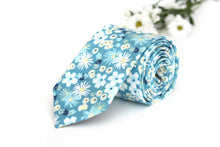 Load image into Gallery viewer, White Beige Teal Floral Necktie
