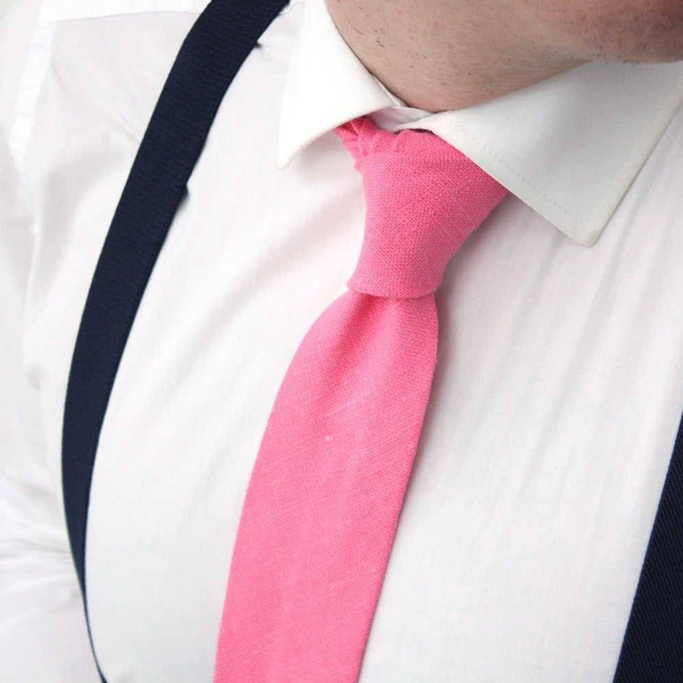Hot Pink Linen Necktie