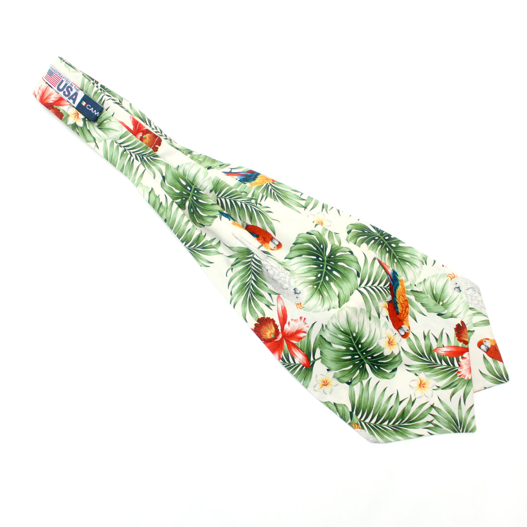 Red Green White Tropical Floral Cotton Ascot