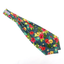 Load image into Gallery viewer, Navy Green Tropical Floral Cotton Ascot
