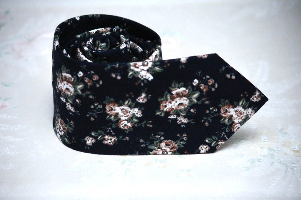 Navy Floral Necktie