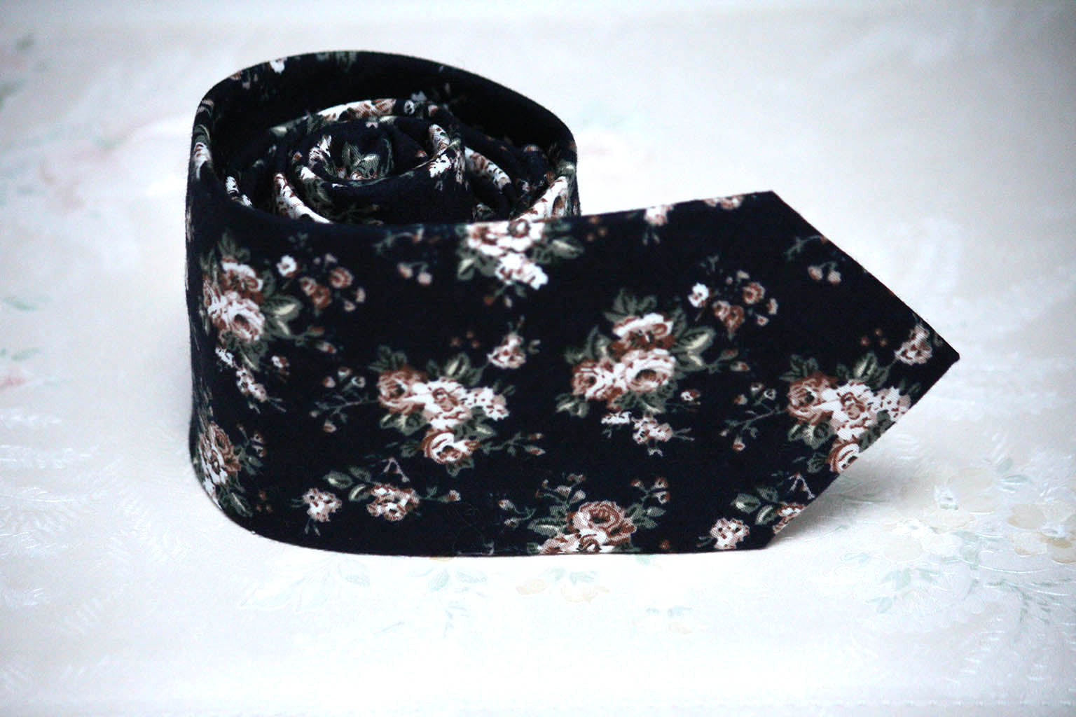 Navy Floral Necktie