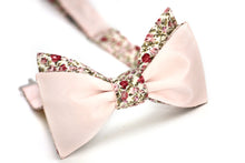 Load image into Gallery viewer, Pink Red Floral Self-Tie Bow Tie
