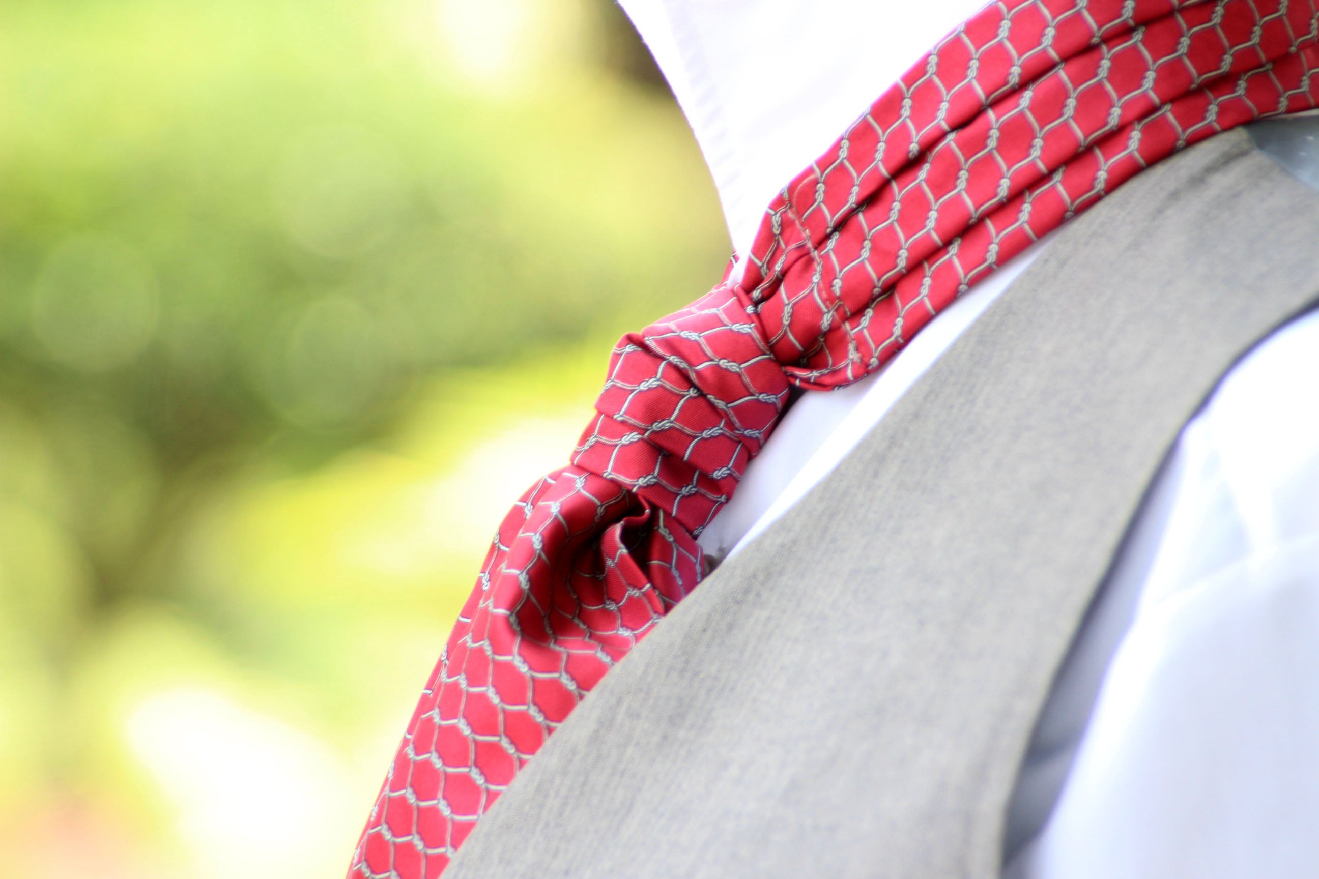 Red ornament Silk Ascot