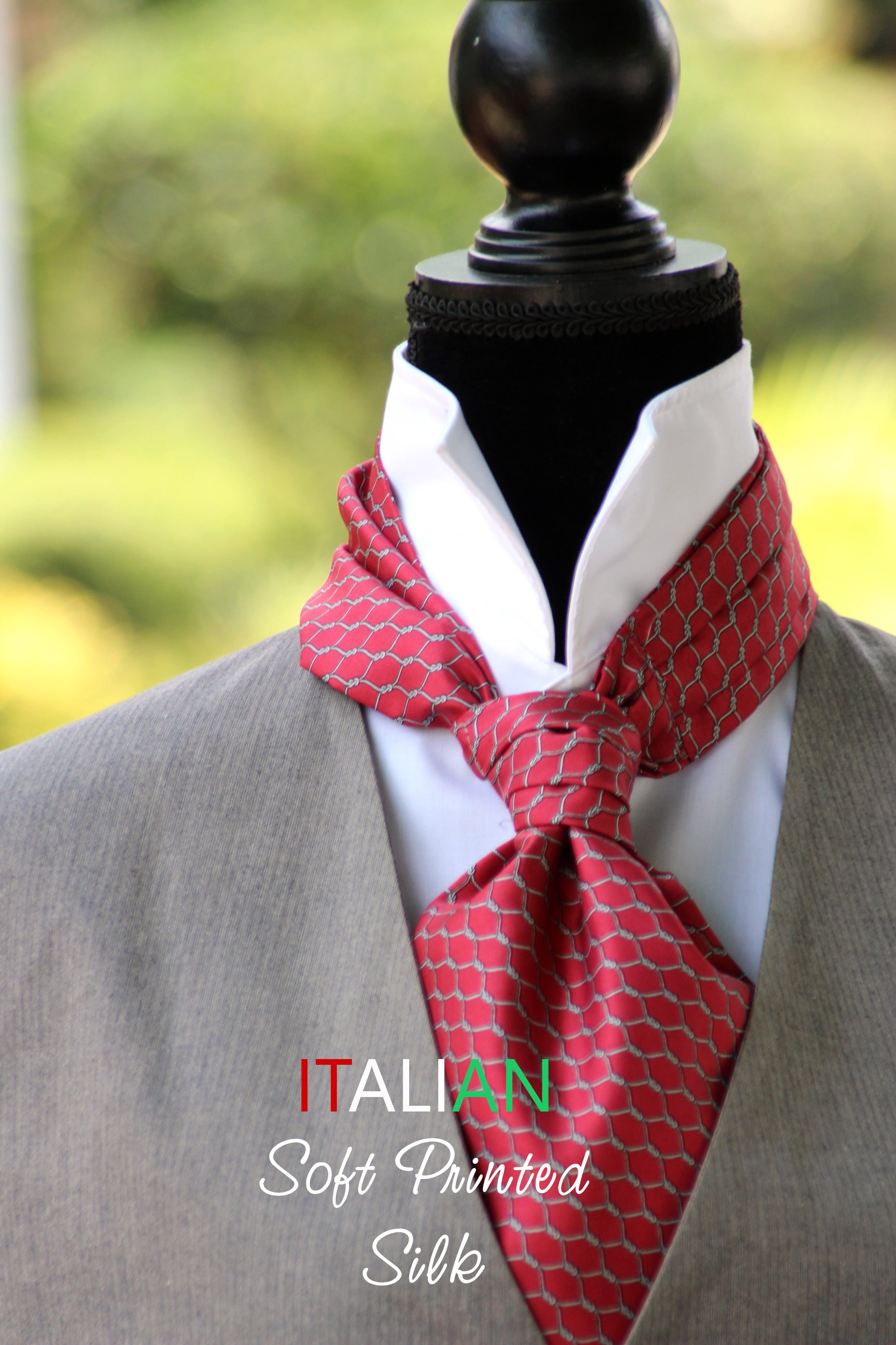 Red ornament Silk Ascot