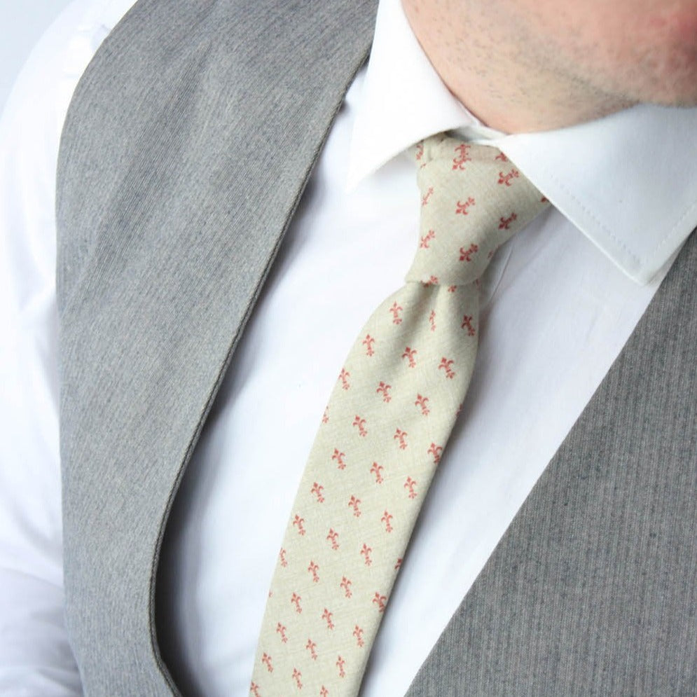Grey Brown Fler-de-Lis Necktie