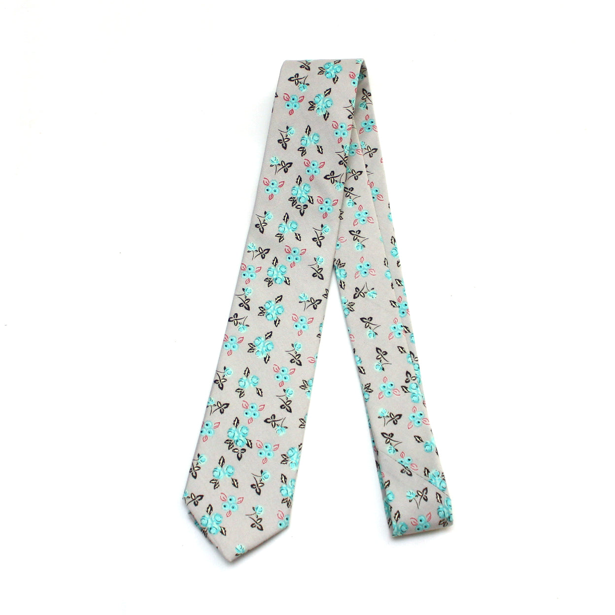 Grey Teal Floral Necktie