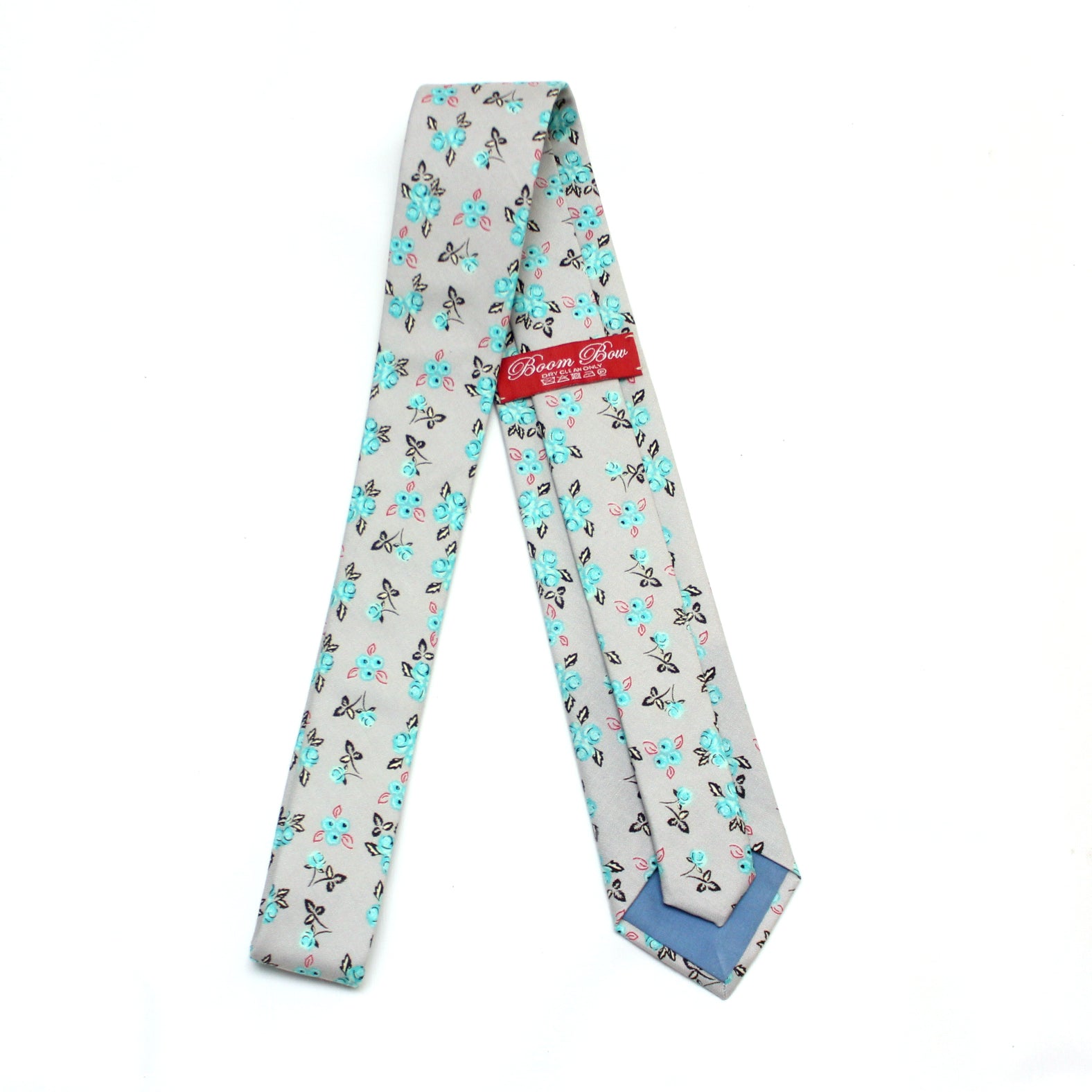Grey Teal Floral Necktie