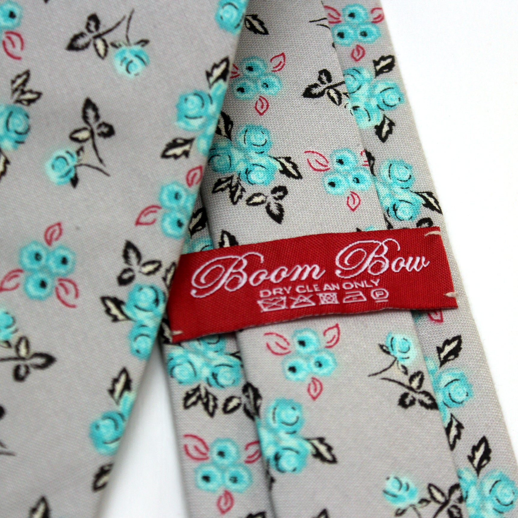 Grey Teal Floral Necktie