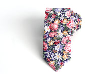Load image into Gallery viewer, Navy Pink Floral Necktie 2.36&quot;
