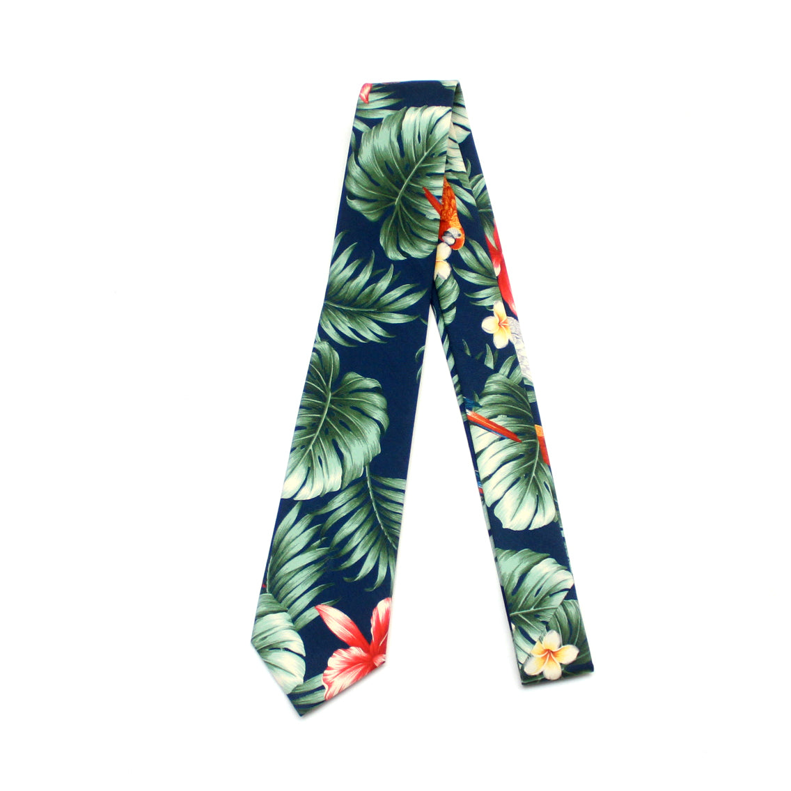Tropical Navy Green Floral Necktie