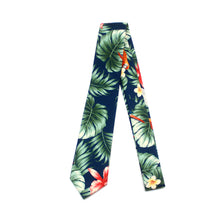 Load image into Gallery viewer, Tropical Navy Green Floral Necktie
