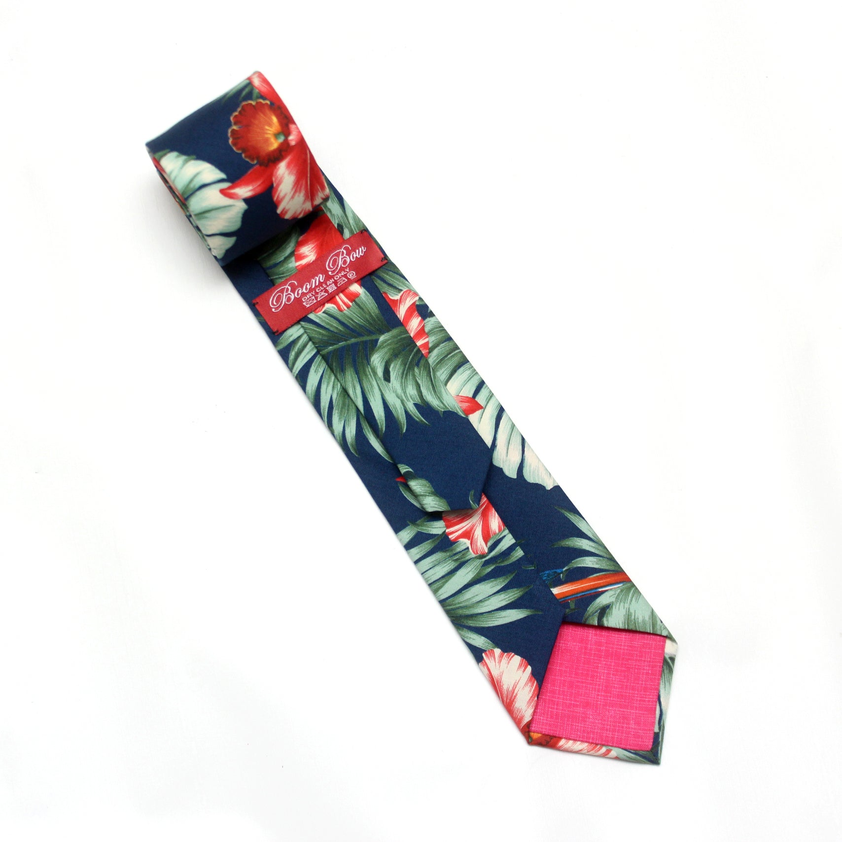 Tropical Navy Green Floral Necktie