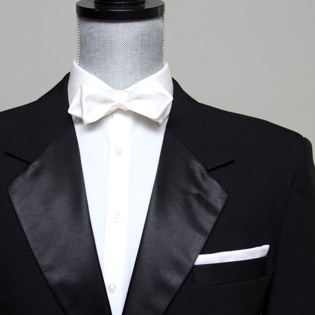 White Diamond Point Silk Self tied Bow Tie