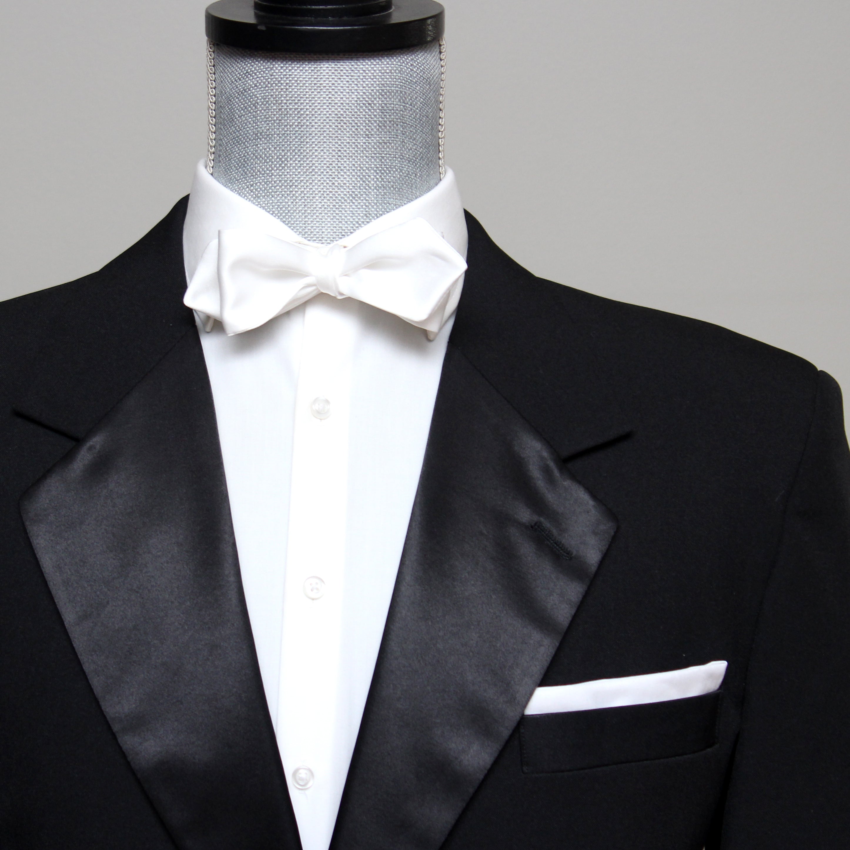 White Diamond Point Silk Self tied Bow Tie