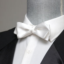 Load image into Gallery viewer, White Diamond Point Silk Self tied Bow Tie
