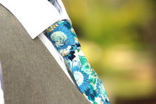 Load image into Gallery viewer, Blue Beige Floral Necktie 2.36&quot;
