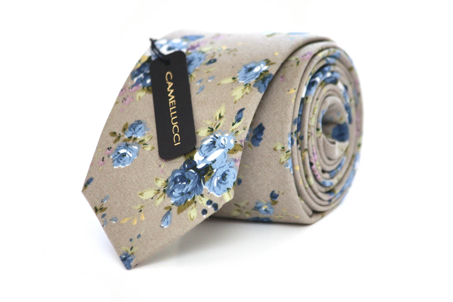 Blue Sand Floral Necktie 2.36"