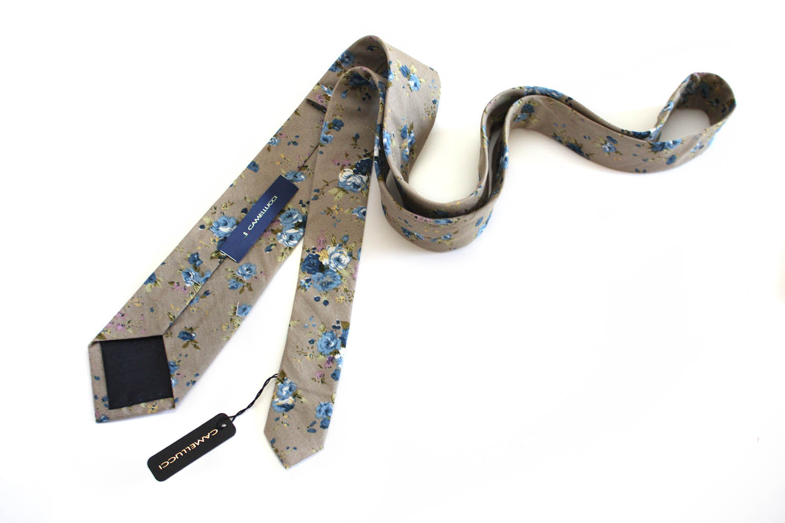 Blue Sand Floral Necktie 2.36"