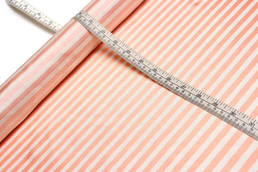 Salmon Peach Striped Silk Fabric