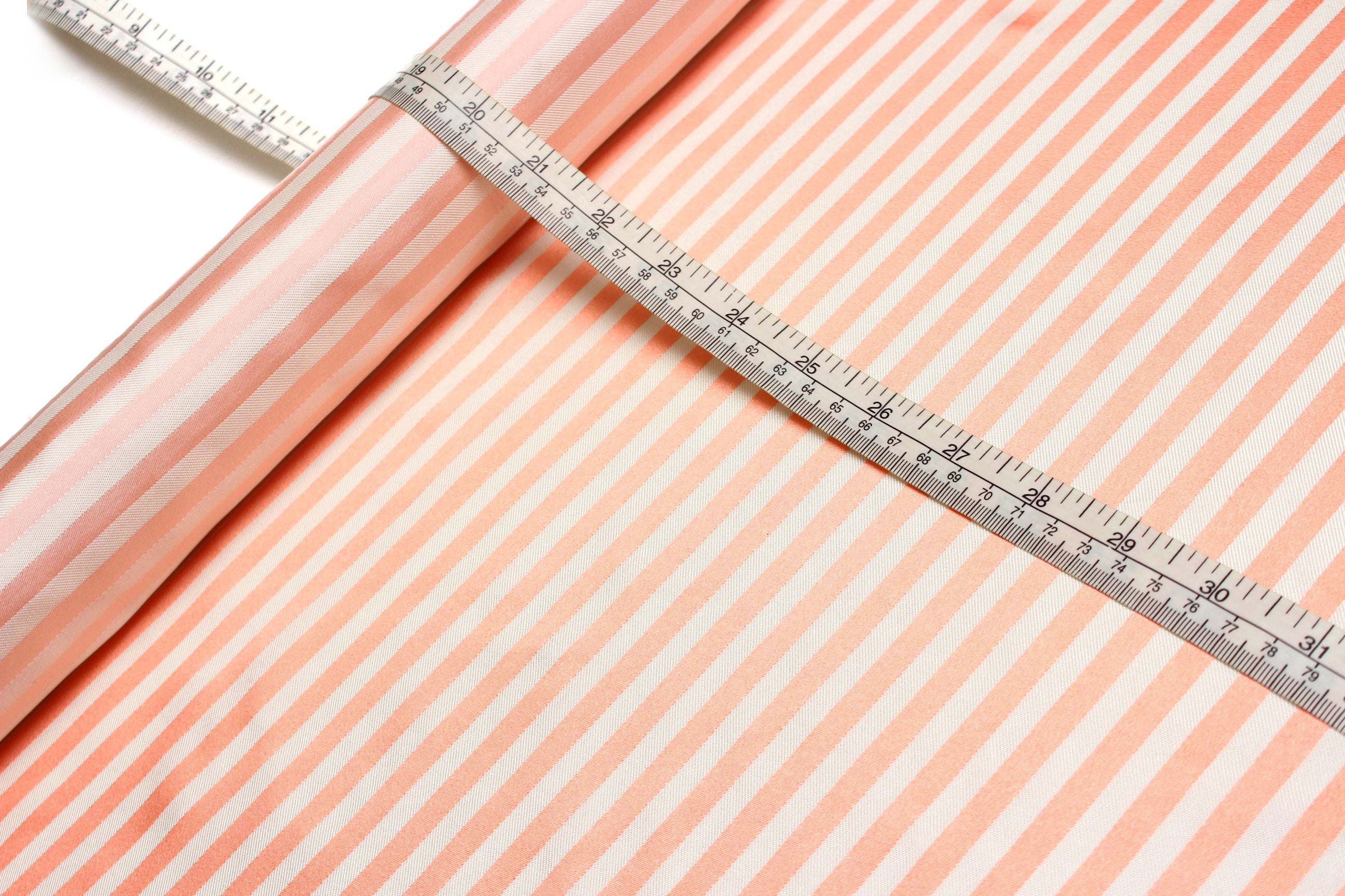 Salmon Peach Striped Silk Fabric