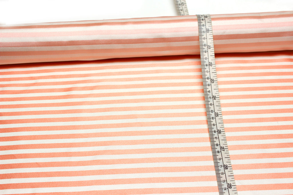 Salmon Peach Striped Silk Fabric