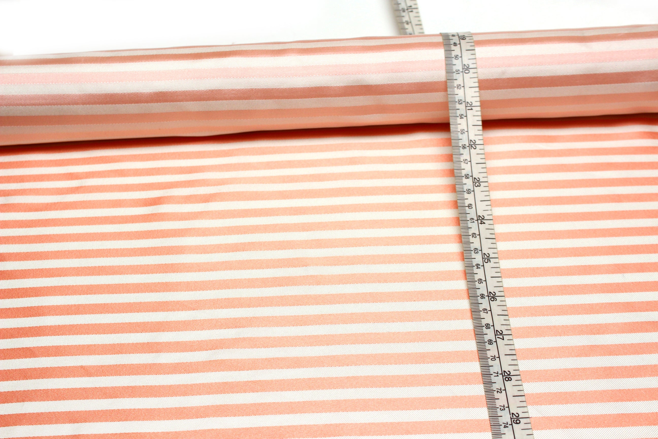 Salmon Peach Striped Silk Fabric